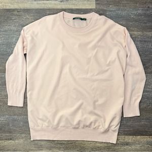 Ralph Lauren pink silk blend crewneck casual sweater size large L B48
